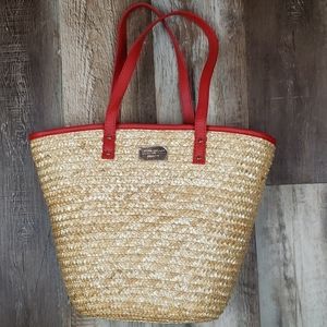 NWOT Laura Geller Beauty Red/Straw bag